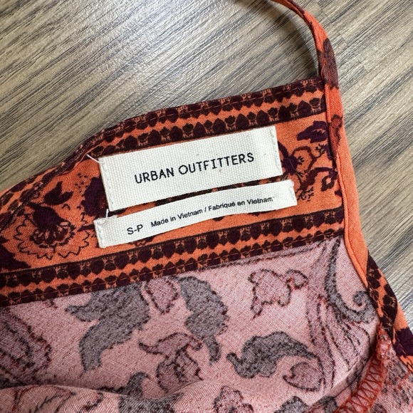 Urban Outfitters Top Womens S Orange Floral Cropped Bell Sleeve Indie Boho Fall - Picture 8 of 12